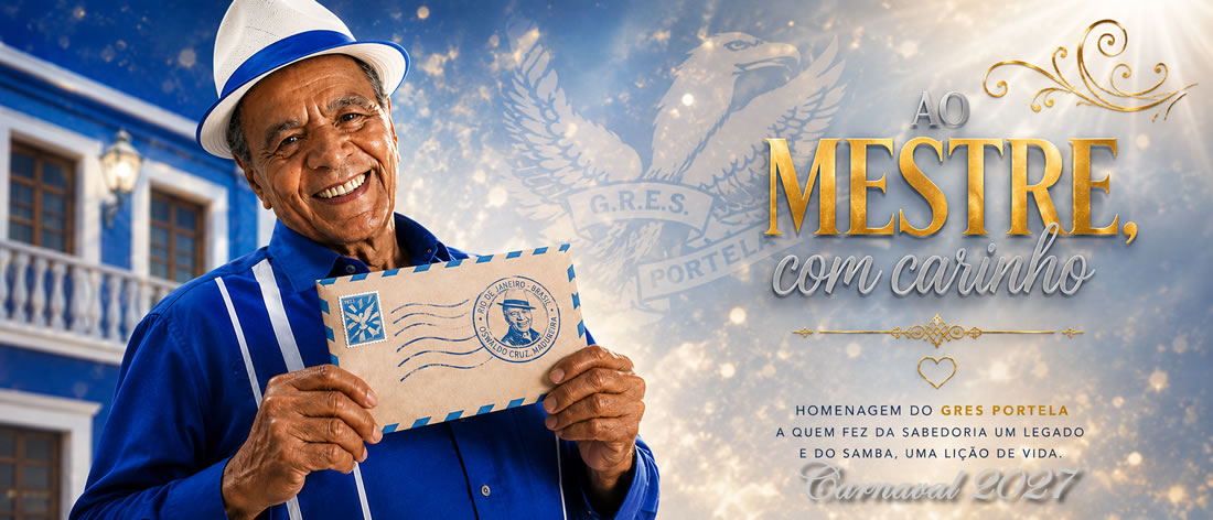 Imagem de Monarco recebendo a carta enviada pela Portela